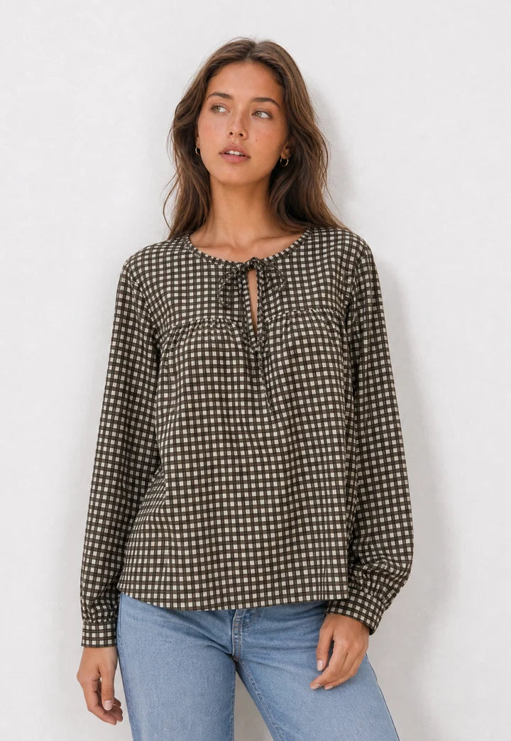 Blusa cuadro cordon