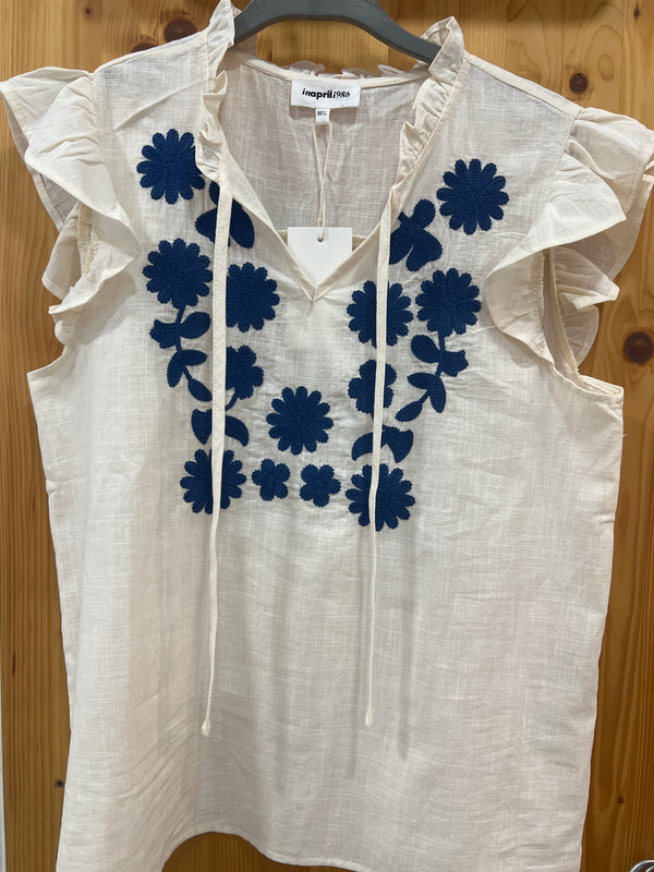 Blusa flor azul
