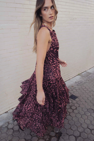 vestido volantes estampado-B7300