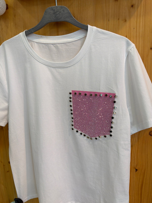 Camiseta bolsillo rosa