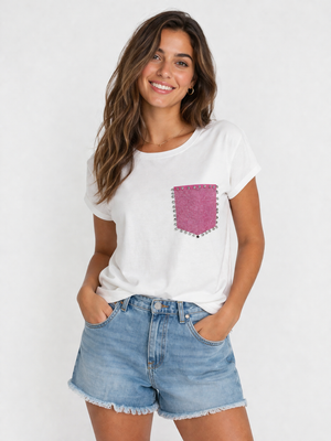 Camiseta bolsillo rosa