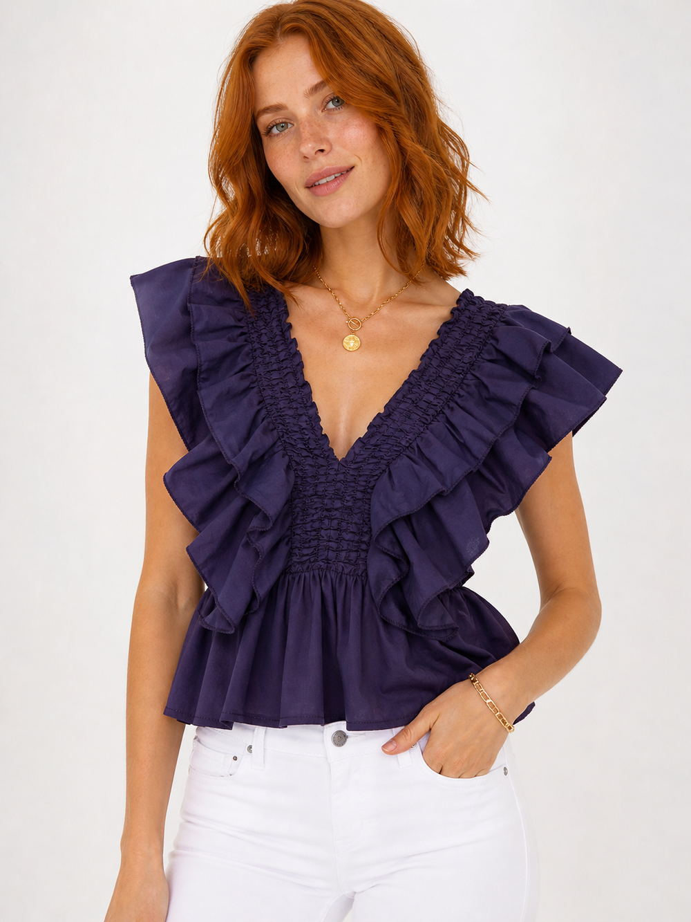 Blusa top fruncida