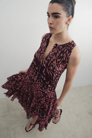 vestido volantes estampado-B7300