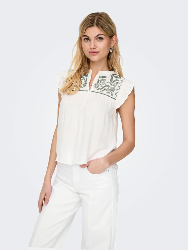 Blusa bordado kaki